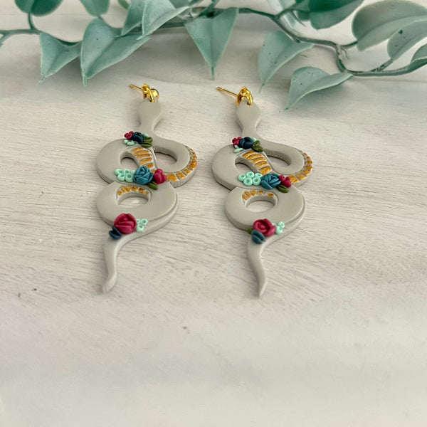 SUCCULENT SNAKE Clay Earrings