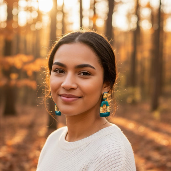 Teal and Gold Dangles