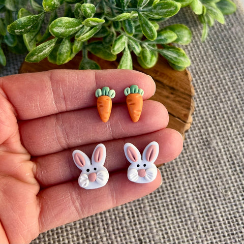 Bunny + Carrot Studs
