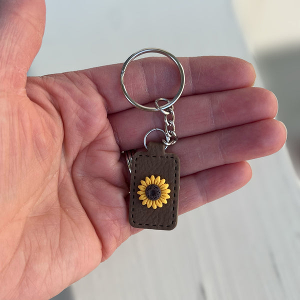 AUDREY'S SUNFLOWER SALE - Faux Leather Keychain
