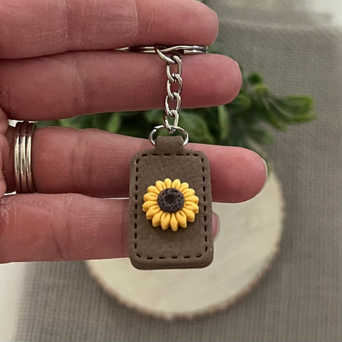 AUDREY'S SUNFLOWER SALE - Faux Leather Keychain