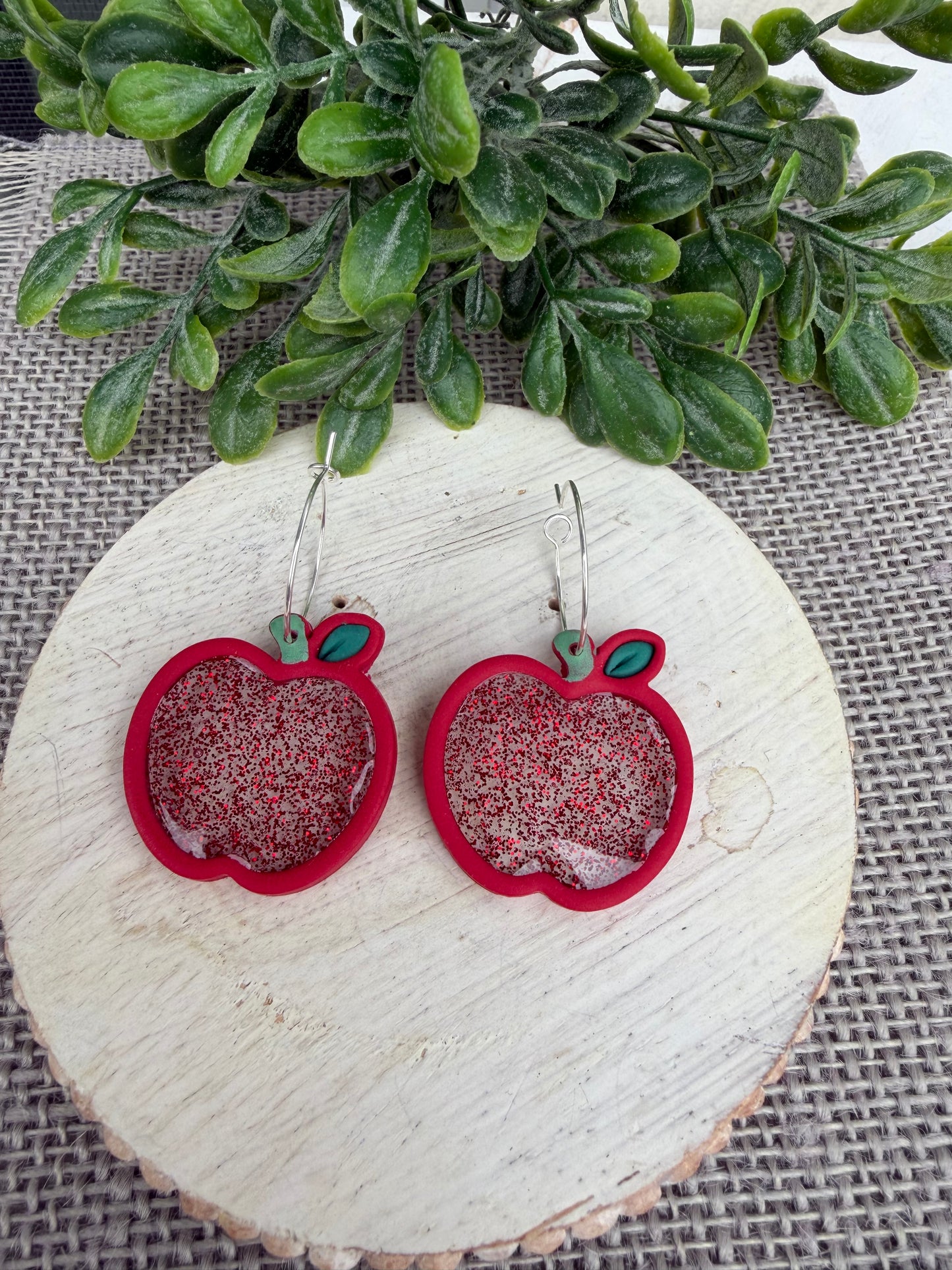 Glitter Apple Dangles