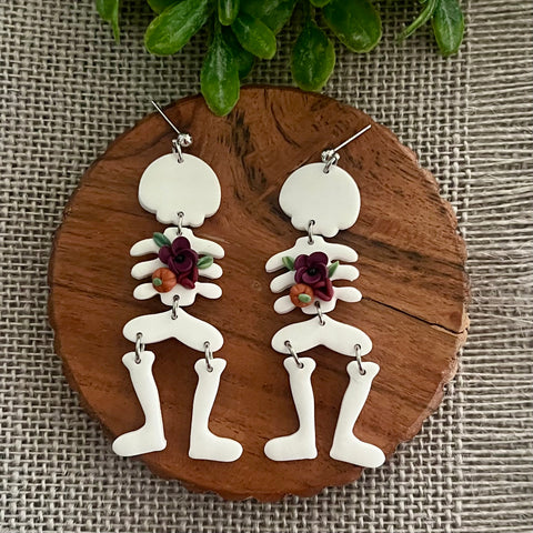 Floral Skeleton Earrings