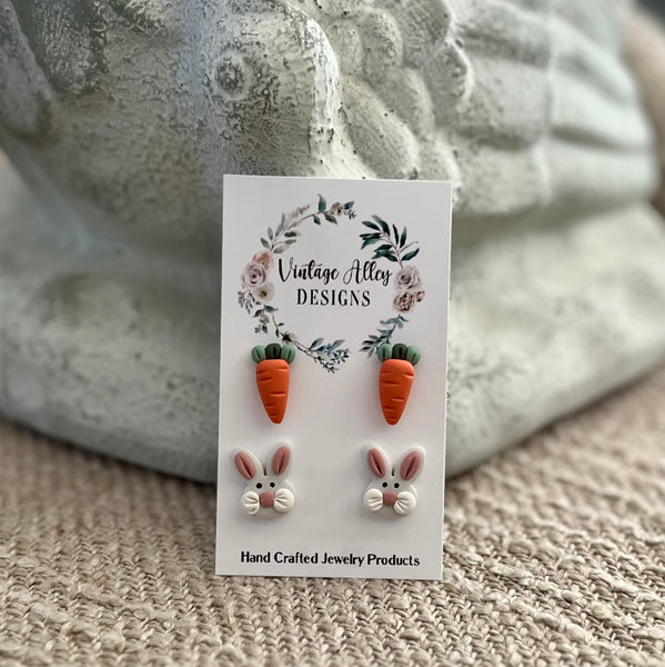 Bunny + Carrot Studs
