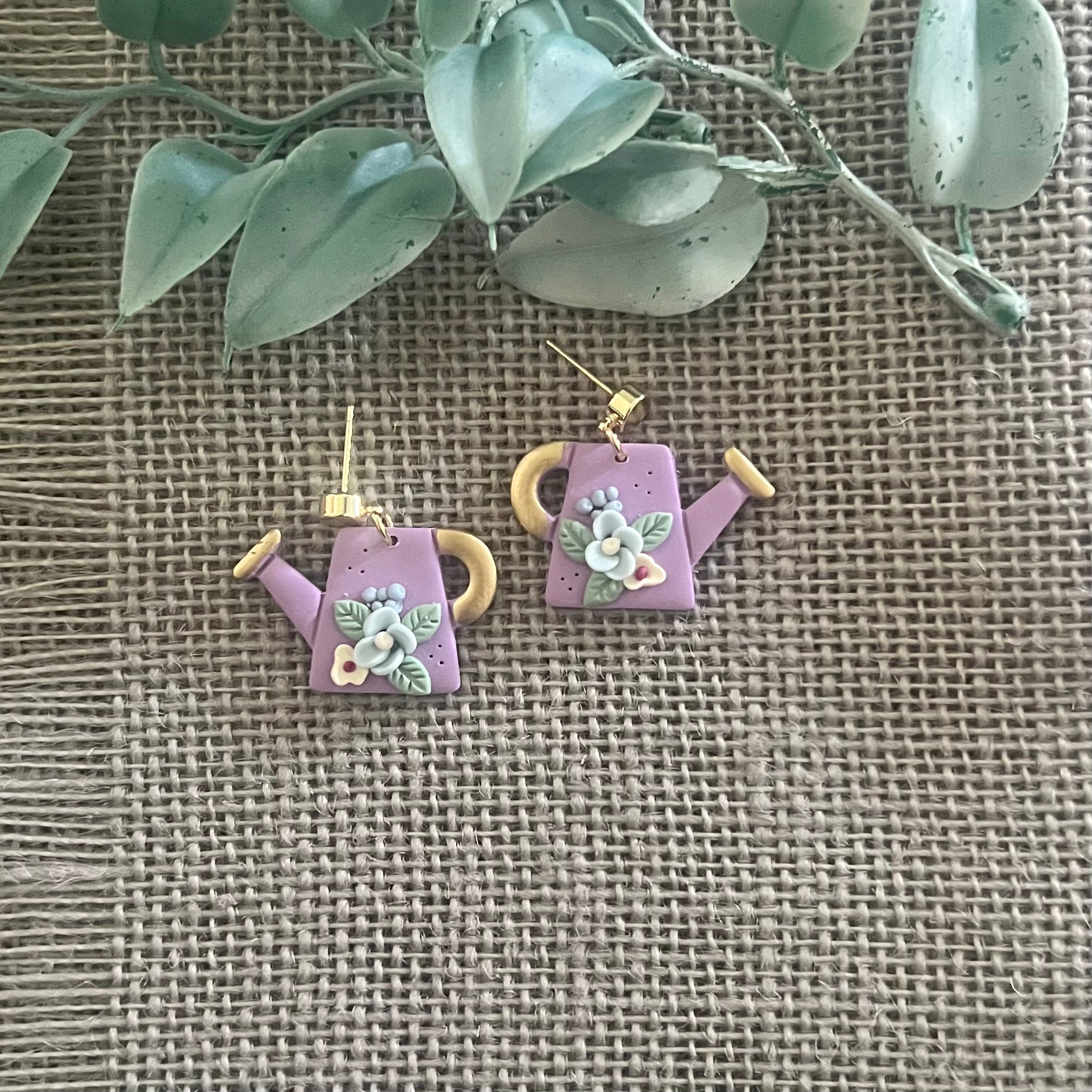 Floral Watering Can earrings