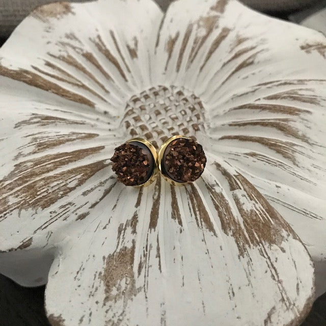 Sparkling Druzy Stud Earrings
