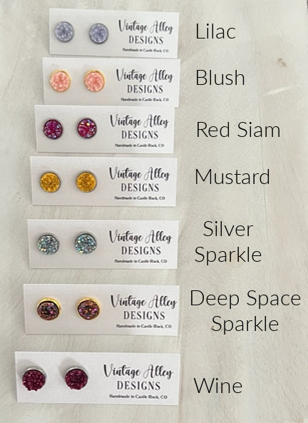 Sparkling Druzy Stud Earrings