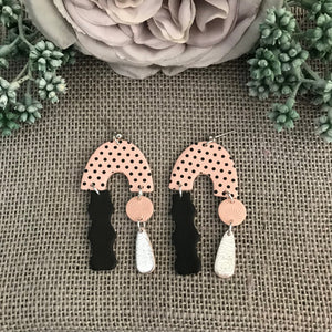 INSPIRED BY - Pink Polka Dot Statement Earrings