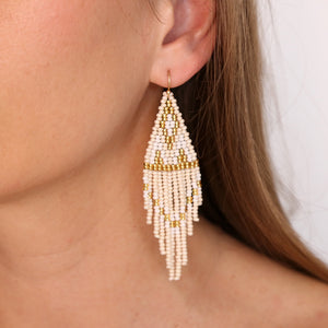 White Riesling Beaded Earrings