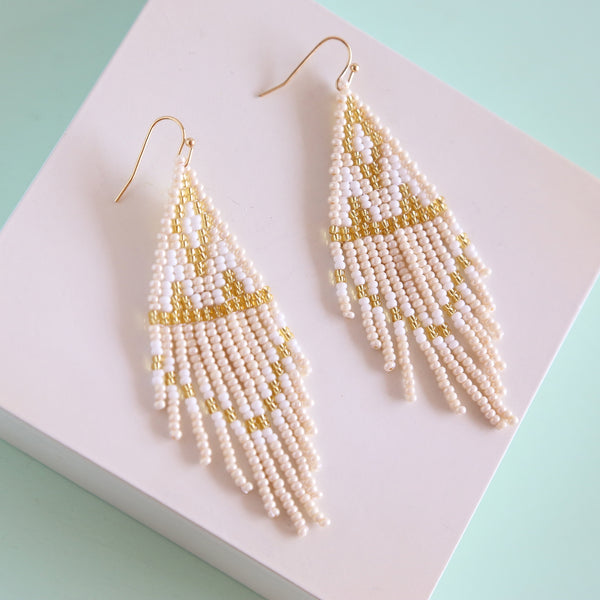 White Riesling Beaded Earrings