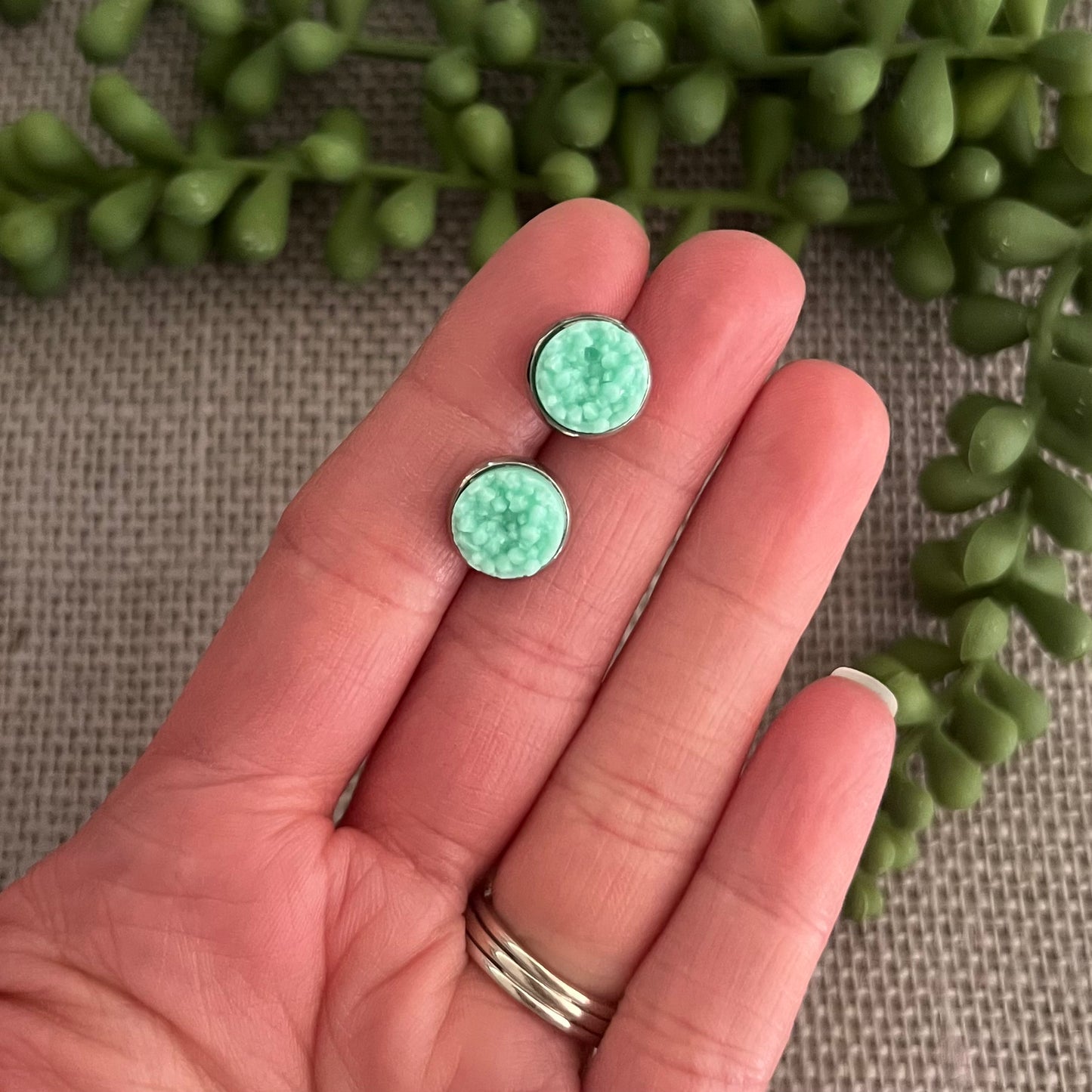 Sparkling Druzy Stud Earrings