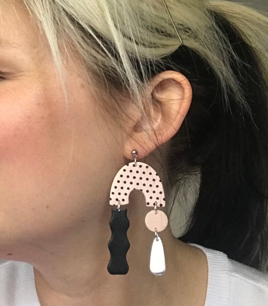 INSPIRED BY - Pink Polka Dot Statement Earrings