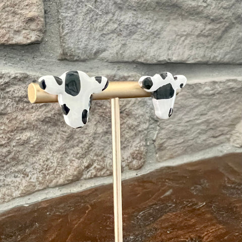COW STUD CLAY EARRINGS