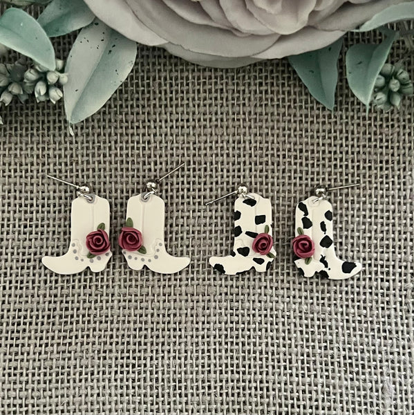 Cowgirl Boot Clay Earrings