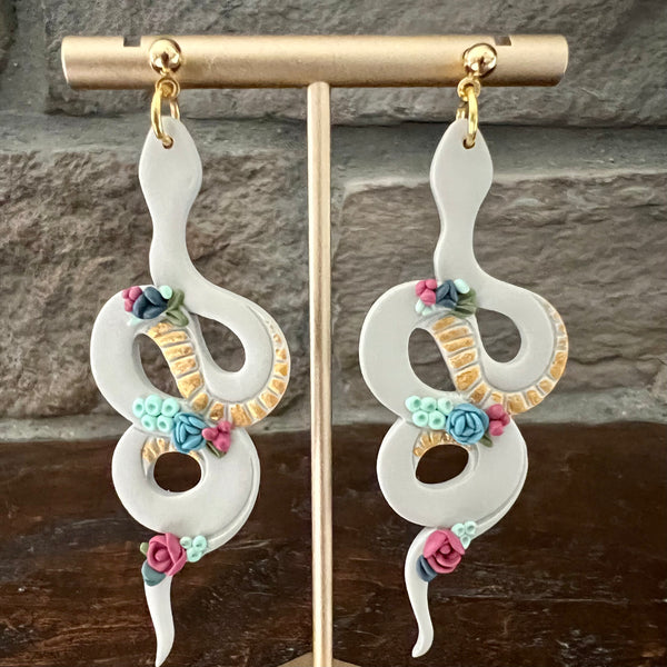 SUCCULENT SNAKE Clay Earrings