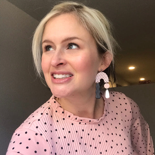 INSPIRED BY - Pink Polka Dot Statement Earrings