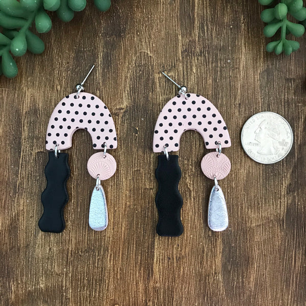 INSPIRED BY - Pink Polka Dot Statement Earrings