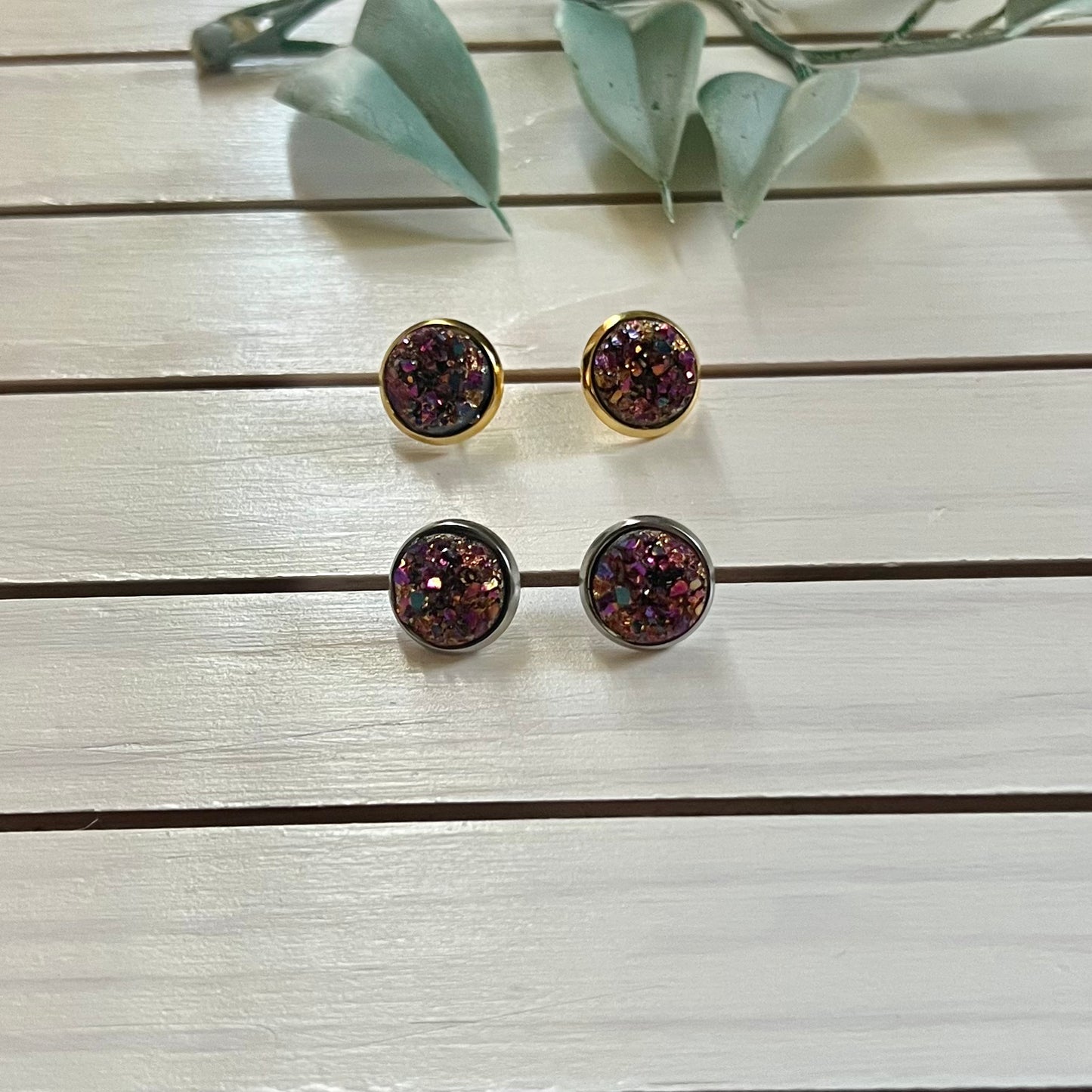 Sparkling Druzy Stud Earrings
