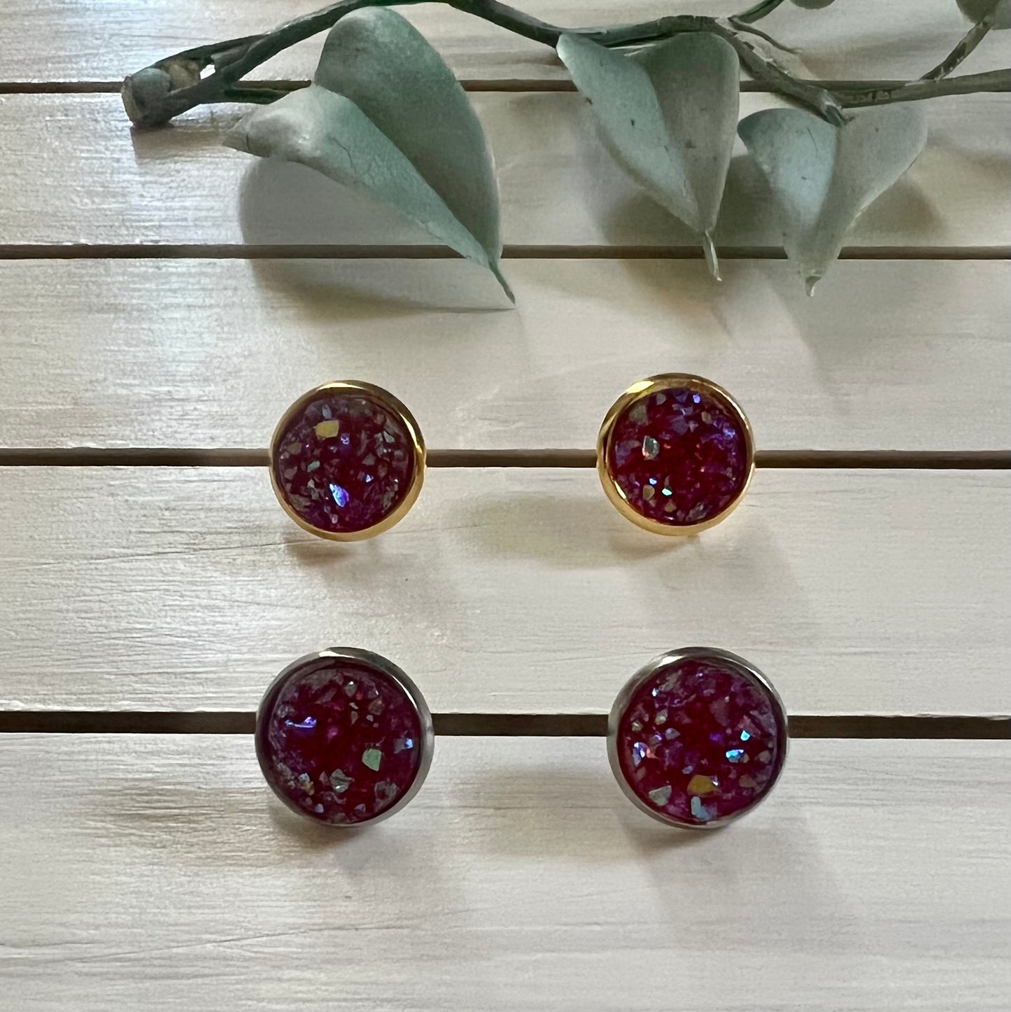 Sparkling Druzy Stud Earrings