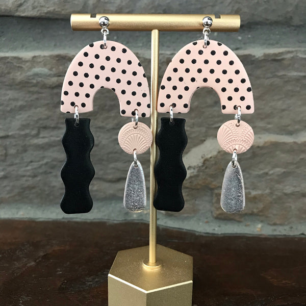 INSPIRED BY - Pink Polka Dot Statement Earrings